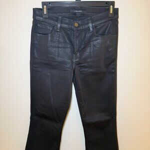 J Brand black coated cropped bootcut jeans with lace bottom, Size 28